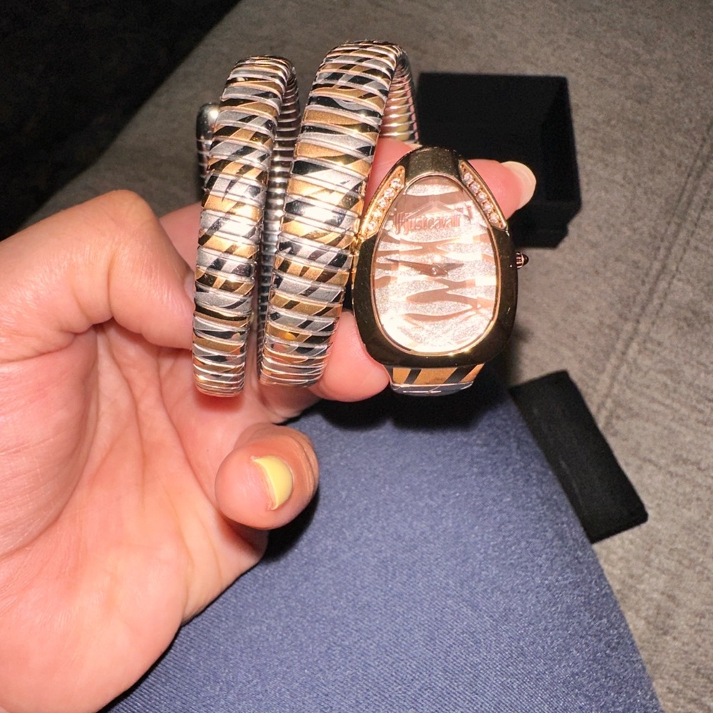Gold and Silver Serpentine Watch Just Cavalli Watch